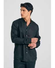 Garment dyed λινό πουκάμισο με λαιμό mao