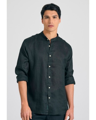 Garment dyed λινό πουκάμισο με λαιμό mao