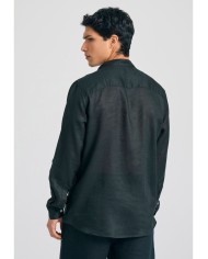 Garment dyed λινό πουκάμισο με λαιμό mao