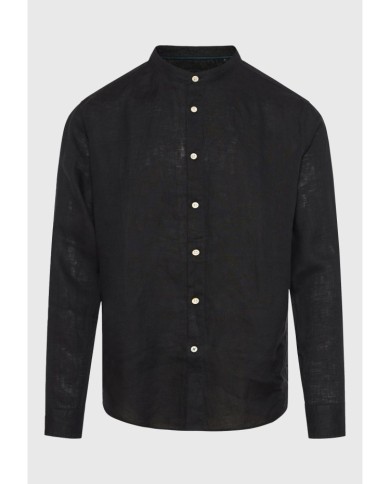 Mao neck garment dyed linen shirt