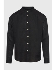 Mao neck garment dyed linen shirt