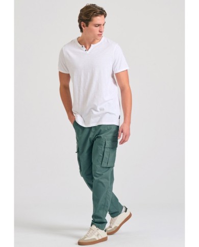 T-shirt with henley neck and raw cuts - The essentials