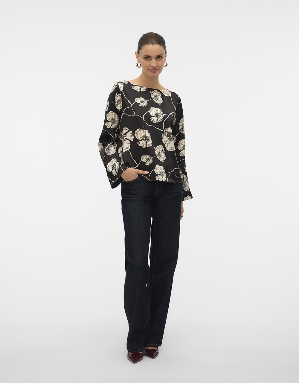 ΣΑΤΕΝ ΜΠΛΟΥΖΑ ΜΑΝΙΚΙ FLORAL