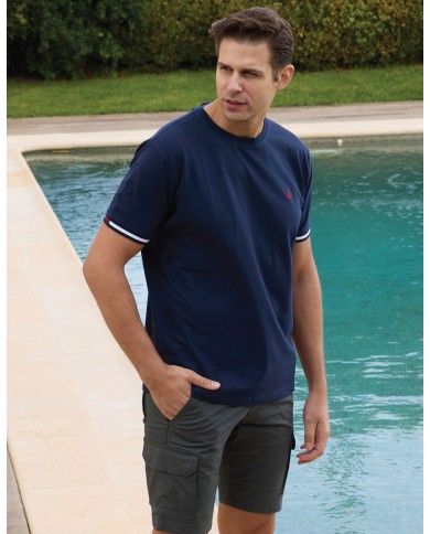 Ανδρικό T-Shirt με Πικέ Υφή και Λαιμόκοψη 2833-1