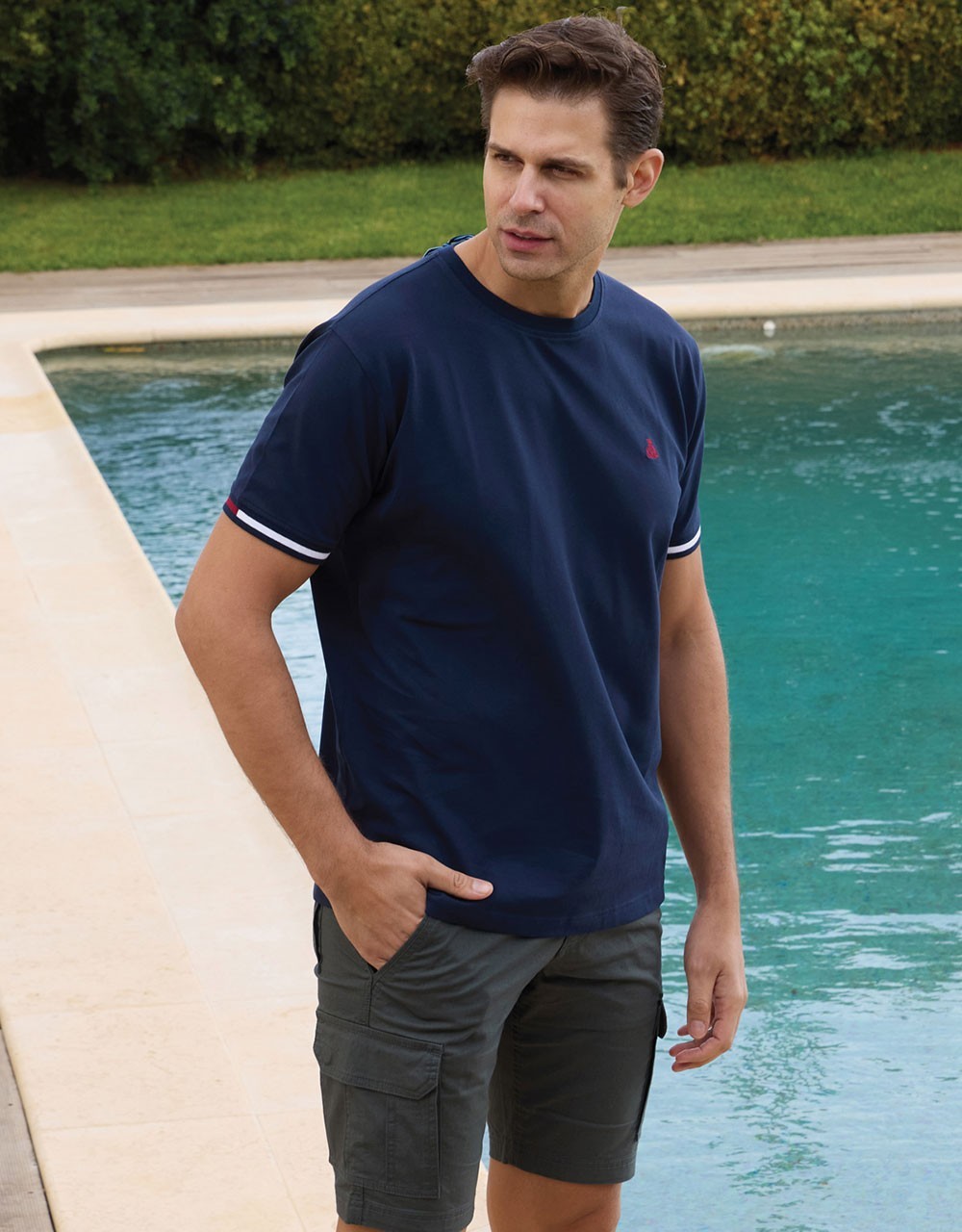 Ανδρικό T-Shirt με Πικέ Υφή και Λαιμόκοψη 2833-1 - T-Shirts