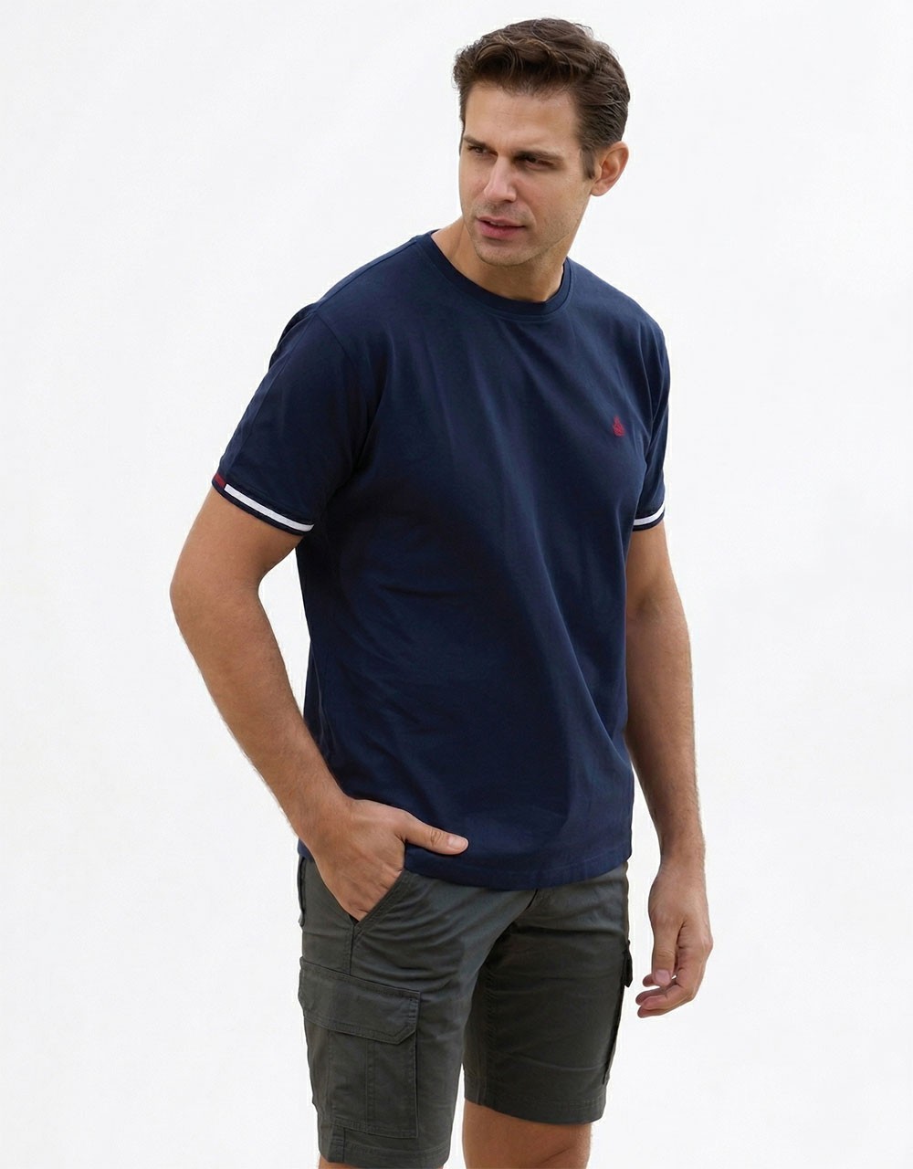 Ανδρικό T-Shirt με Πικέ Υφή και Λαιμόκοψη 2833-1 - T-Shirts