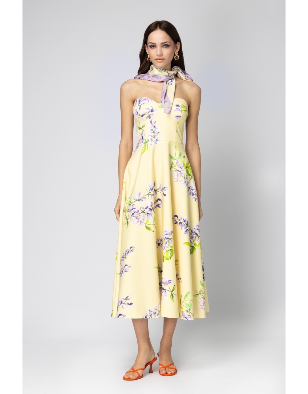 STRAPLESS MIDI FLORAL ΦΟΡΕΜΑ ELORA - Dresses