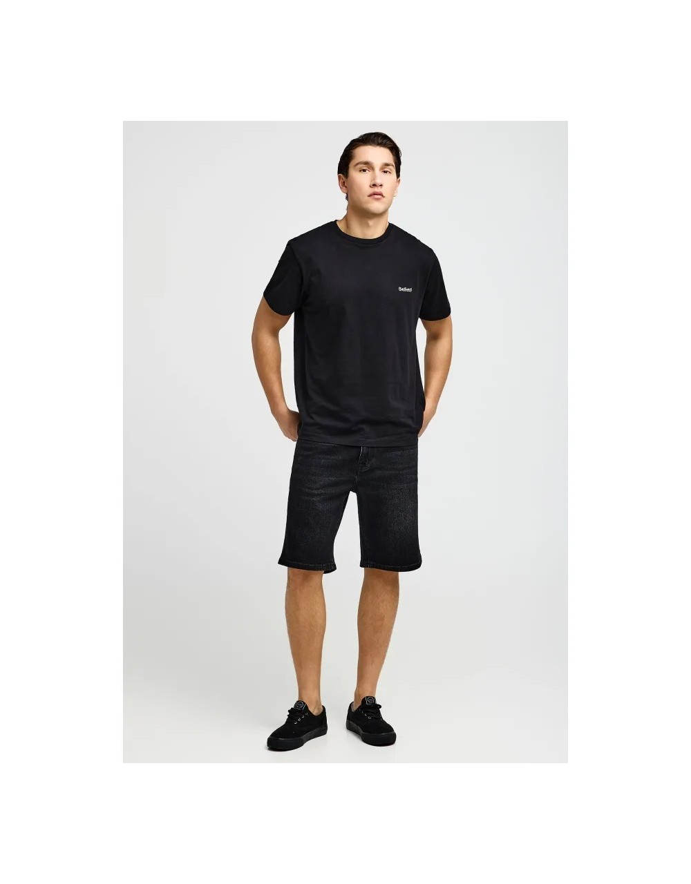 Ανδρικό μονόχρωμο T-shirt - τύπωμα στήθος - T-Shirts