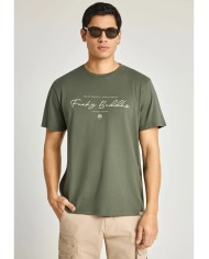 Ανδρικό μονόχρωμο T-shirt - τύπωμα στήθος - T-Shirts
