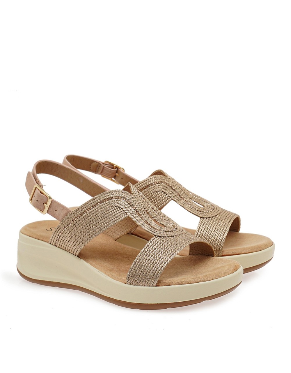 ΓΥΝΑΙΚΕΙΟ ΧΡΥΣΟ FLATFORM ΜΑΚΡΑΜΕ STRASS - Platforms