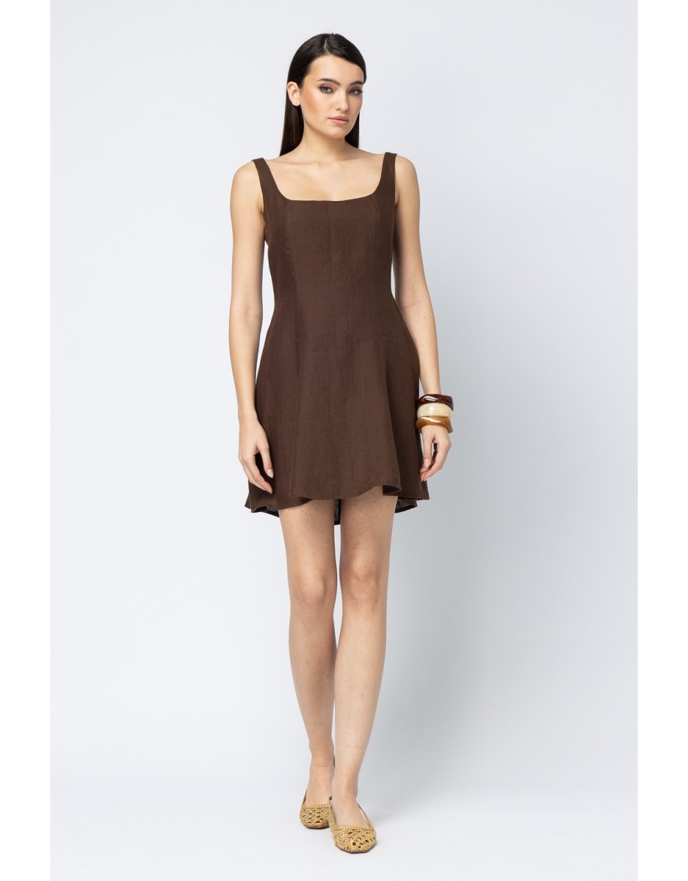 ΜΙΝΙ ΛΙΝΟ ΚΑΦΕ ΦΟΡΕΜΑ IRIS - Dresses