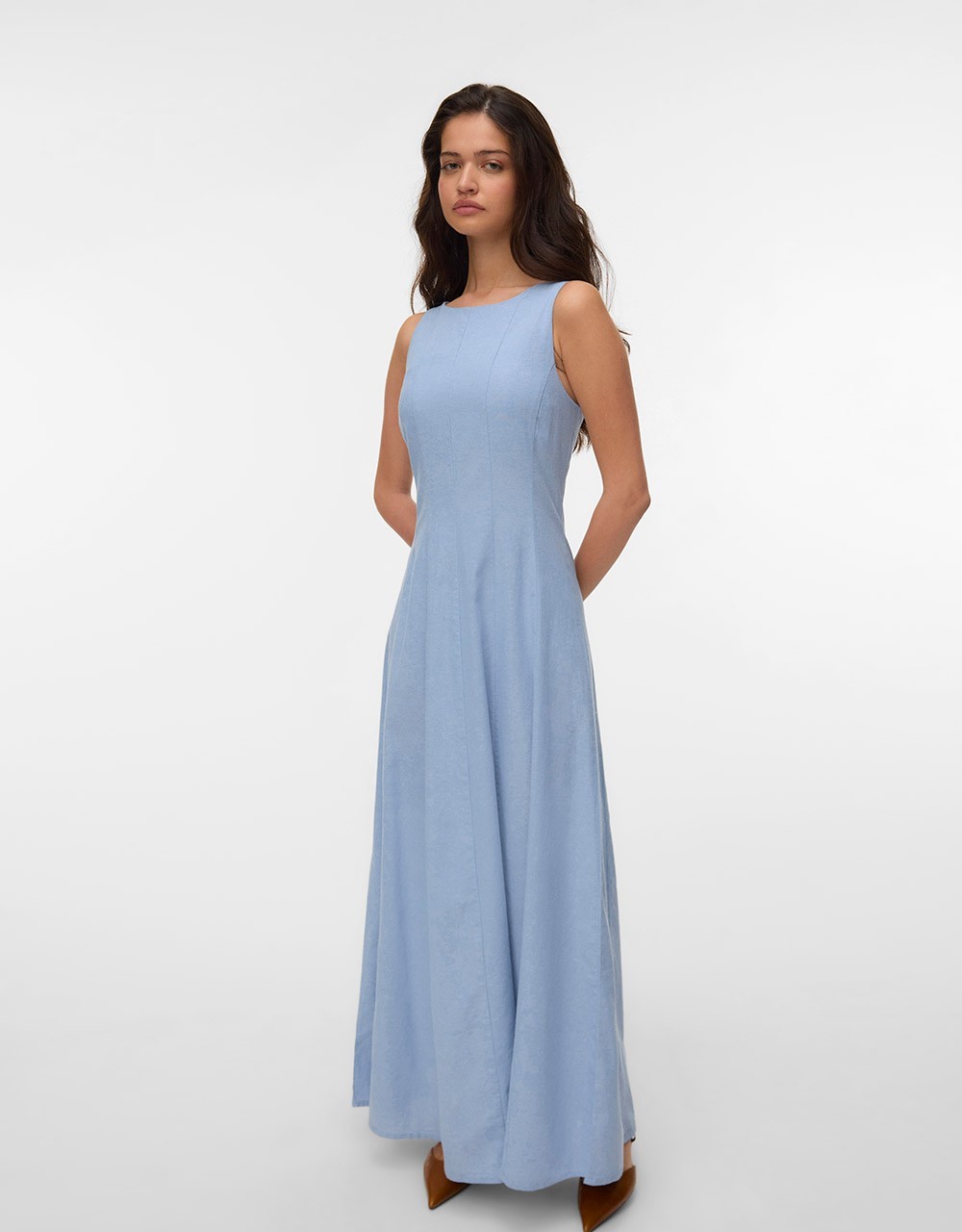 Vero Moda Maxi Καλοκαιρινό Φόρεμα Γαλάζιο 10346280 - Φορέματα