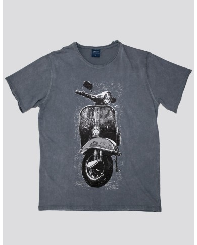 Πετροπλυμένο T-shirt -  μεγάλη vespa