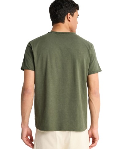 T-shirt με λαιμό henley και raw cuts - The essentials