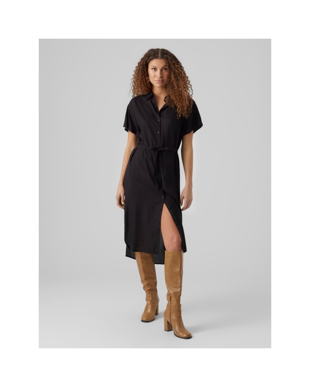 VMBUMPY SS CALF SHIRT DRESS WVN GA NOOS