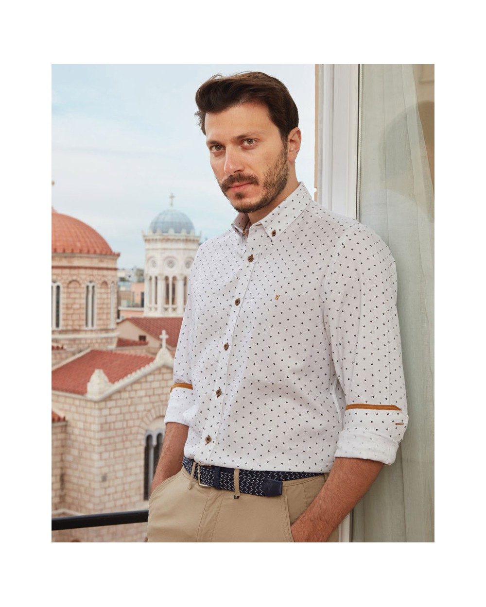 Men's Long Sleeve Cotton Shirt, 2752-2