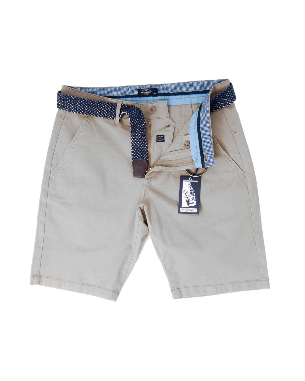 Men's Bermuda Chinos Cotton with belt, 2756-3