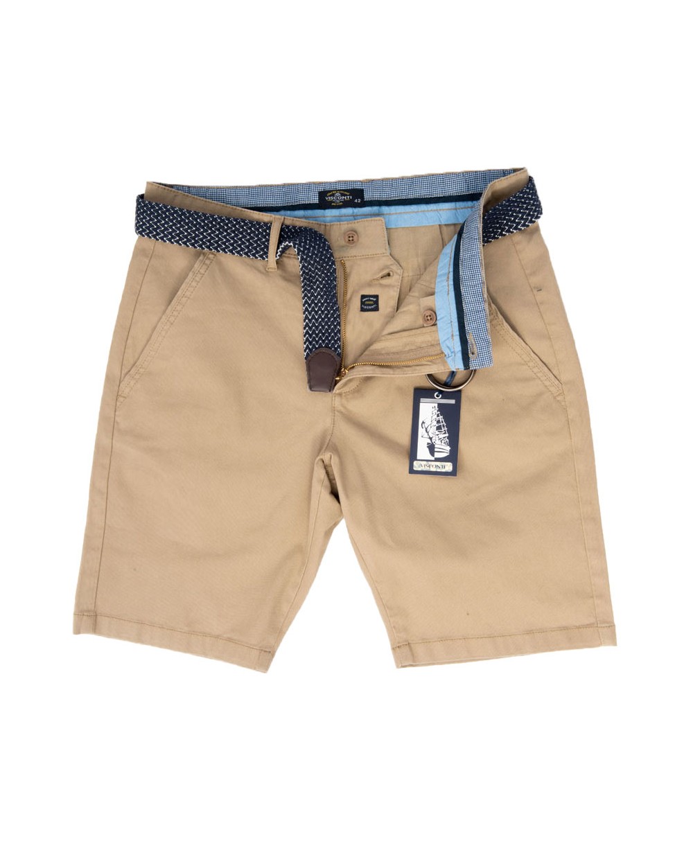 Men's Bermuda Chinos Cotton with belt, 2756-1