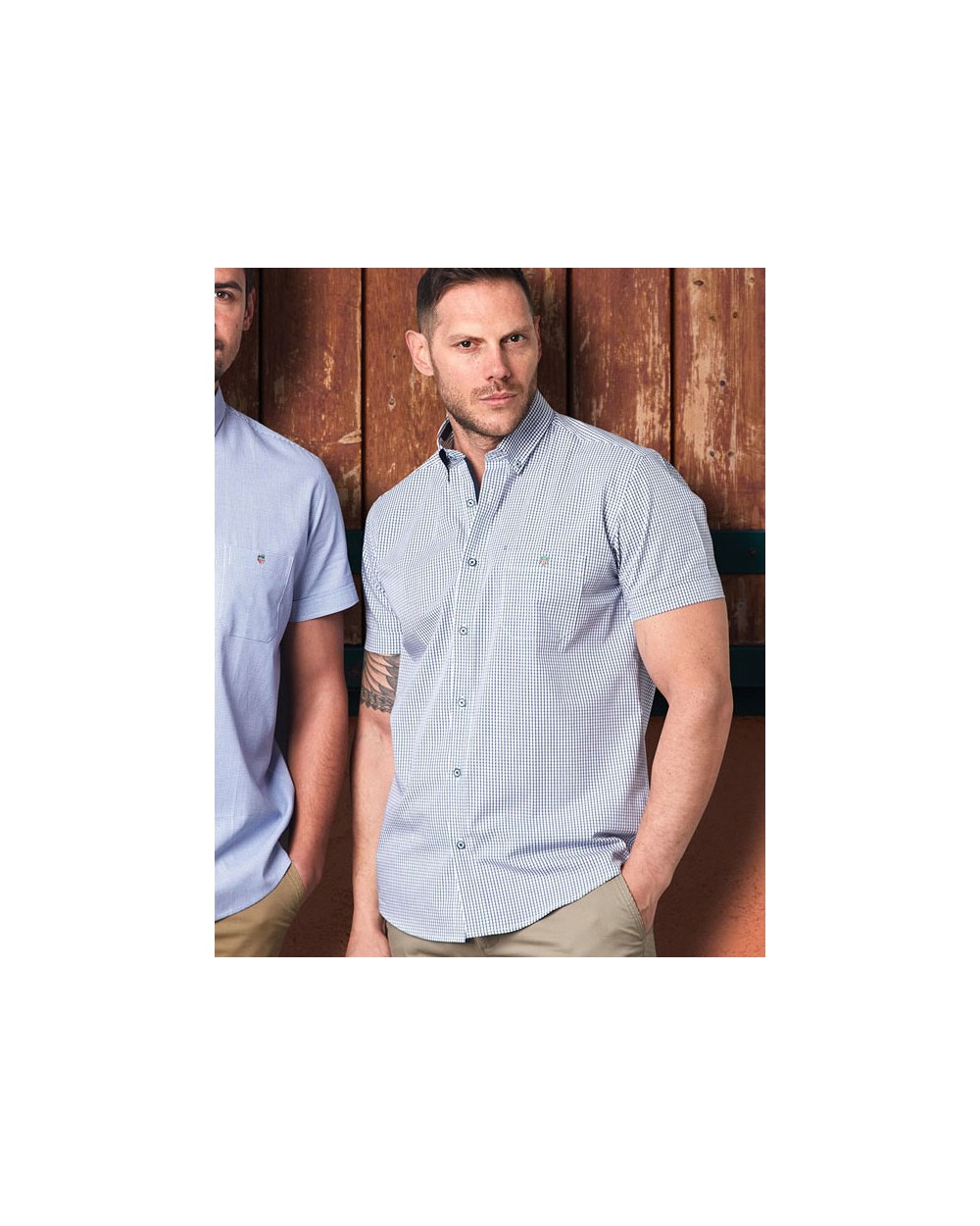 Men's Short Sleeve Cotton Shirt, 2735-2