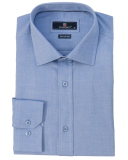 Πουκάμισο μακρυμάνικο με μικροσχέδιο Γαλάζιο 2734-11