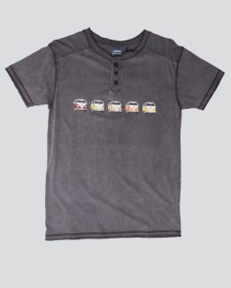 Πετροπλυμένο T-shirt με κουμπιά- 5 λεωφορεία
