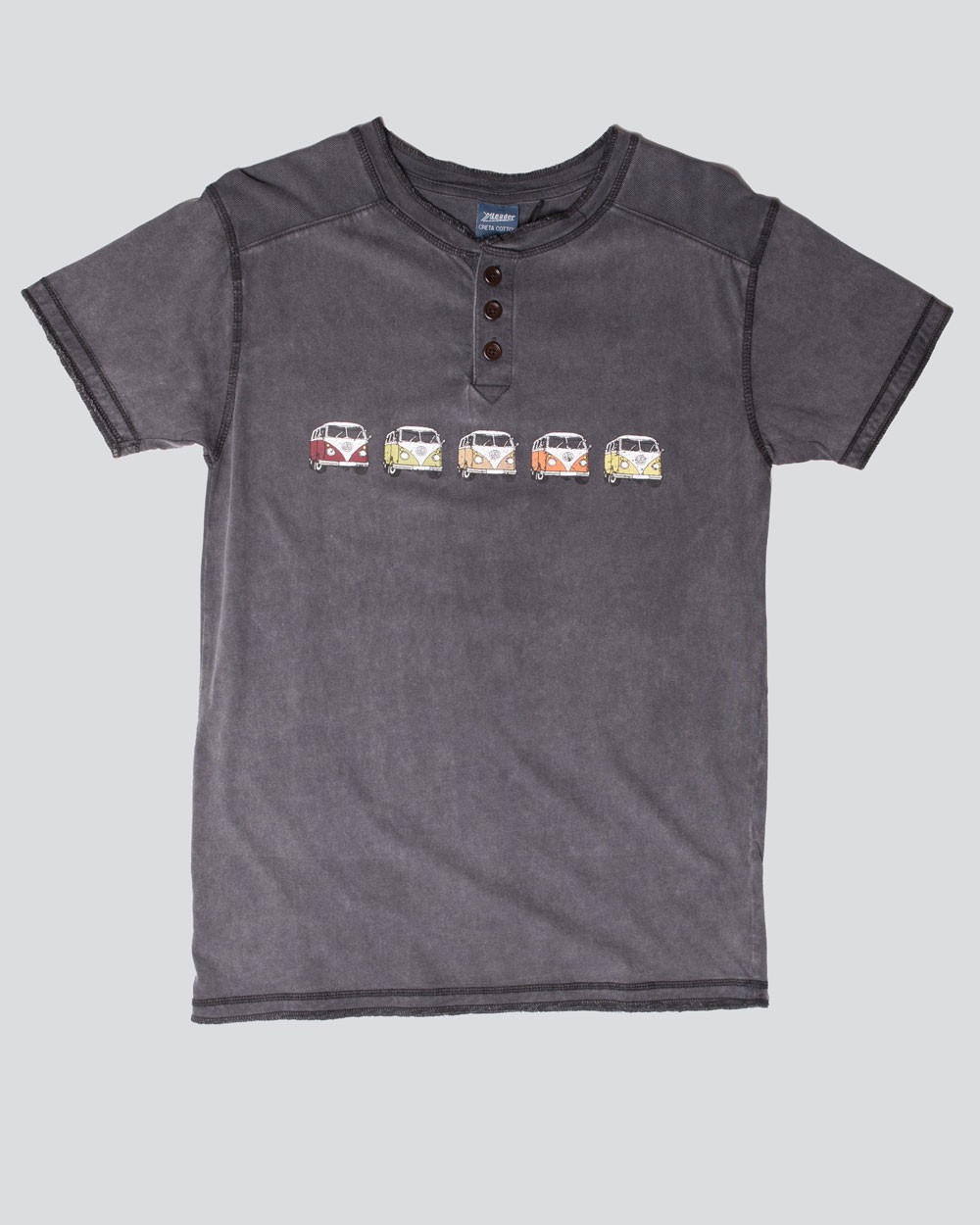 Πετροπλυμένο T-shirt με κουμπιά- 5 λεωφορεία