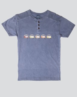 Stonewashed T-shirt with buttons - 5 buses