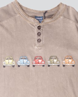 Πετροπλυμένο T-shirt με κουμπιά- 5 αυτοκίνητα