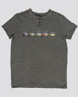 Πετροπλυμένο T-shirt με κουμπιά- 5 λεωφορεία